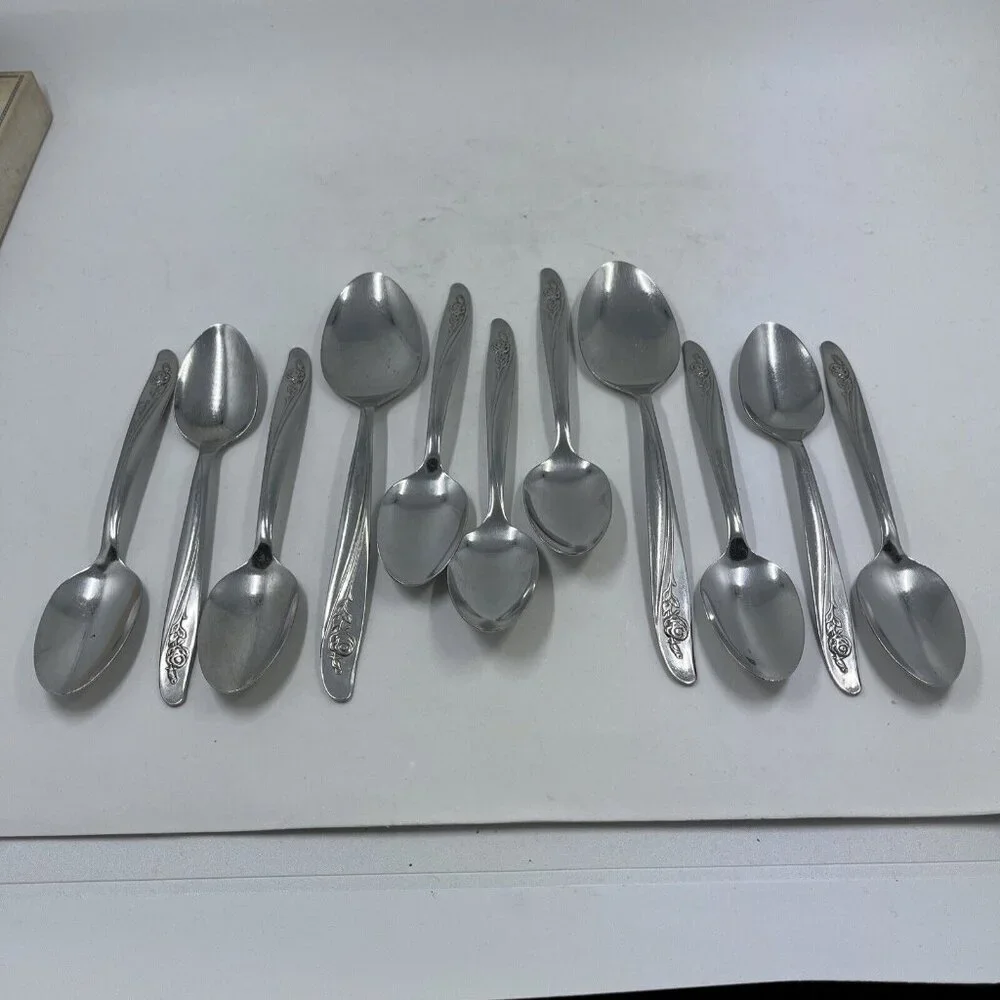 Oneida‎ Roseanne Flatware 2 Oval Soup Spoon 9 Teaspoon Set Stainless